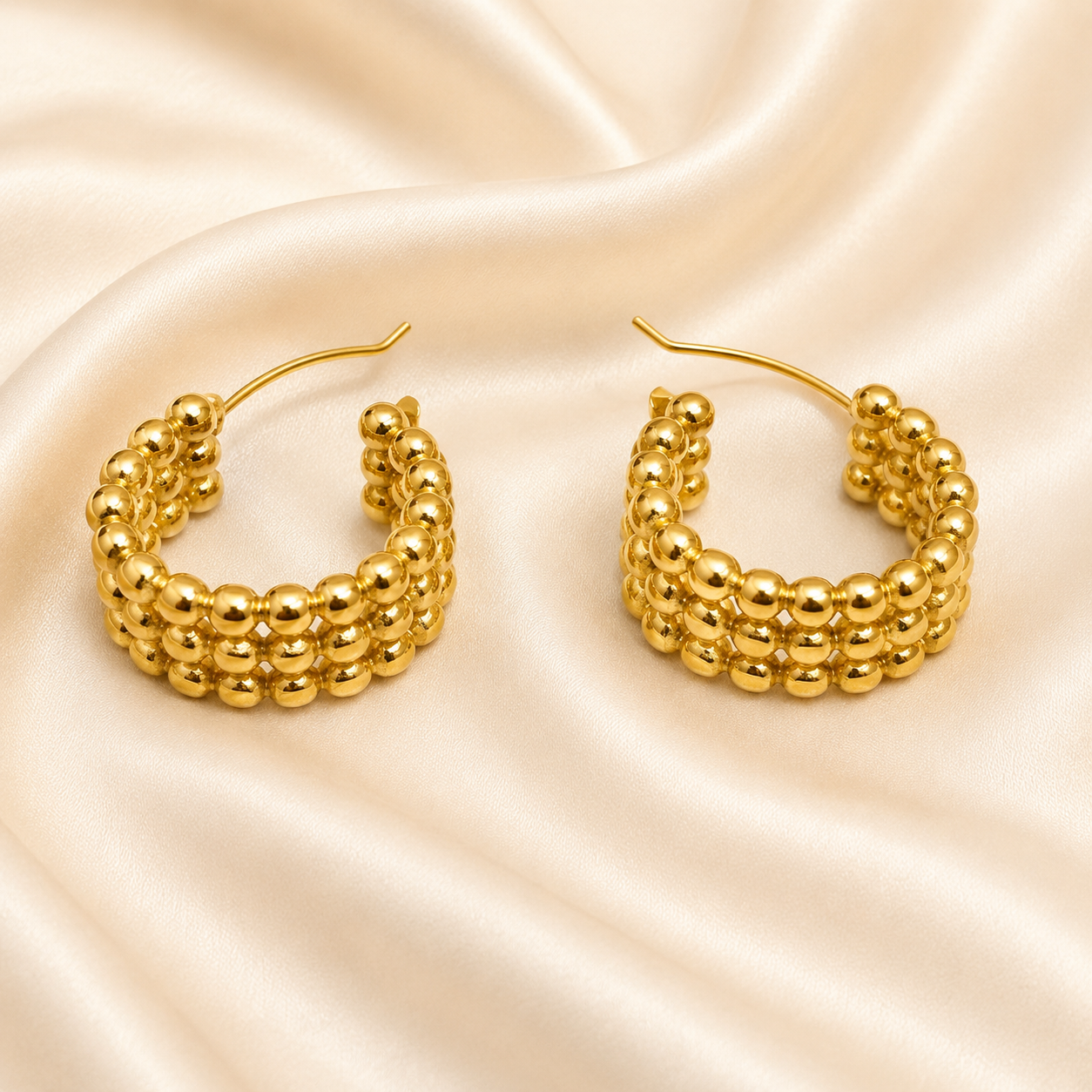 Beaded Mosaic Hoop Earrings