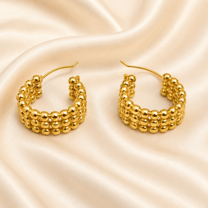 Beaded Mosaic Hoop Earrings