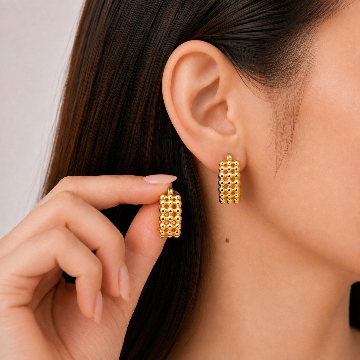 Beaded Mosaic Hoop Earrings