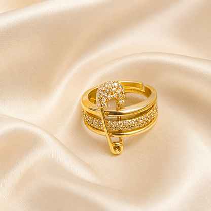 Golden Promise Safety Pin Ring