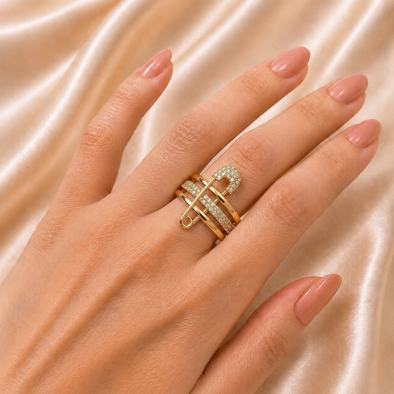 Golden Promise Safety Pin Ring