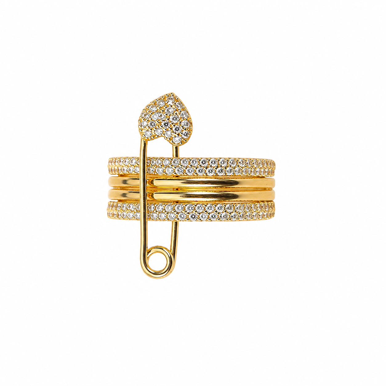 Gold Safety Pin Ring · Heart Safety Pin Ring · Crystal Ring · Gold Statement Ring · Safety Pin Ring · Stackable Ring · Waterproof Ring · Anti-Tarnish Ring · Stainless Steel Ring · Hypoallergenic Ring
