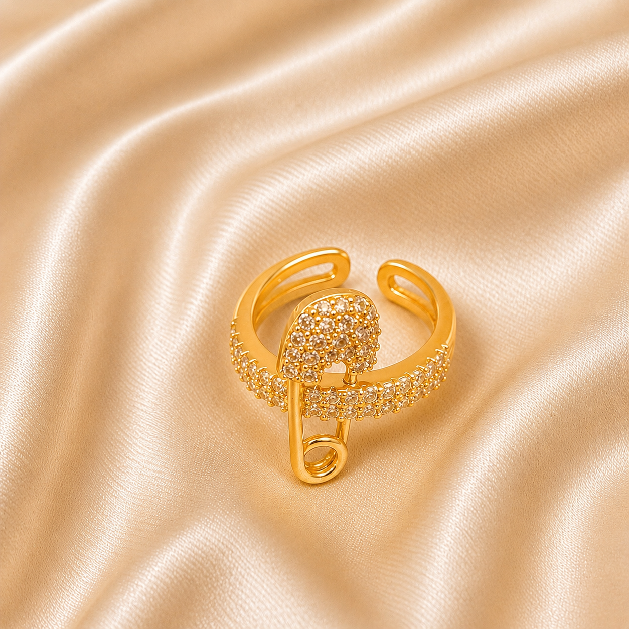 Golden Double Pin Safety Ring
