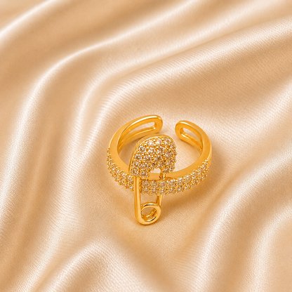 Golden Double Pin Safety Ring