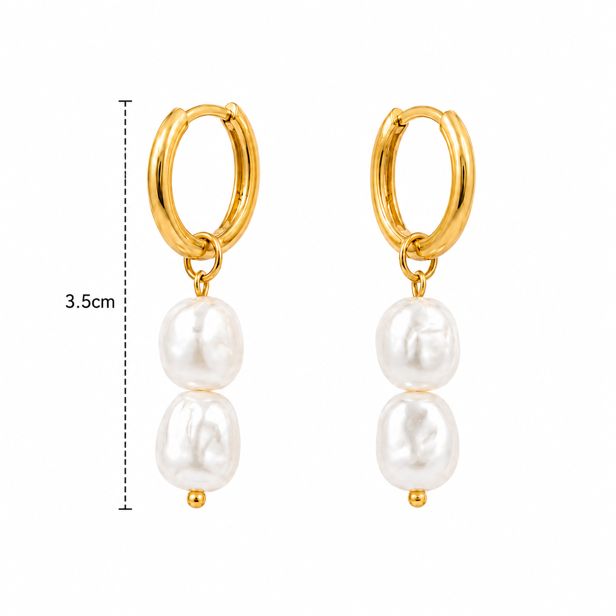 Golden Pearl Drop Huggie Earrings