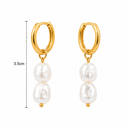Golden Pearl Drop Huggie Earrings