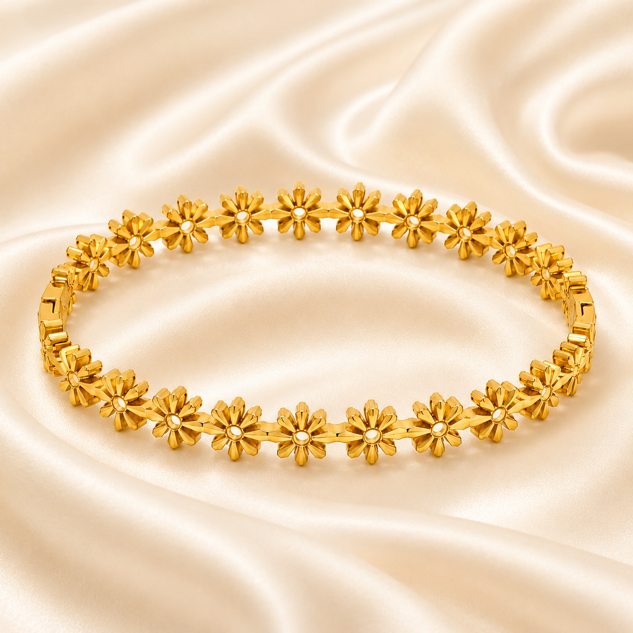 Daisy Bloom Hollow Gold Bangle