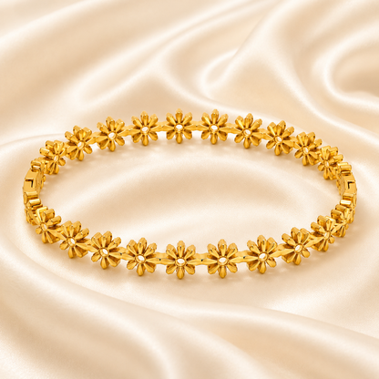 Daisy Bloom Hollow Gold Bangle