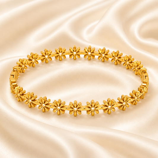 Daisy Bloom Hollow Gold Bangle