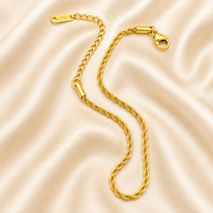 Golden Rope Twist Chain Bracelet
