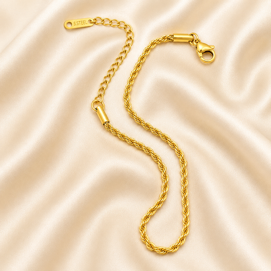 Golden Rope Twist Chain Bracelet