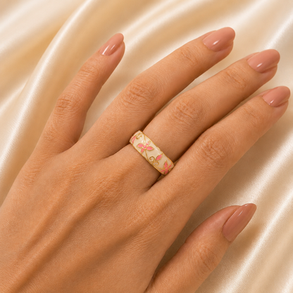 Cherry Blossom Enamel Ring