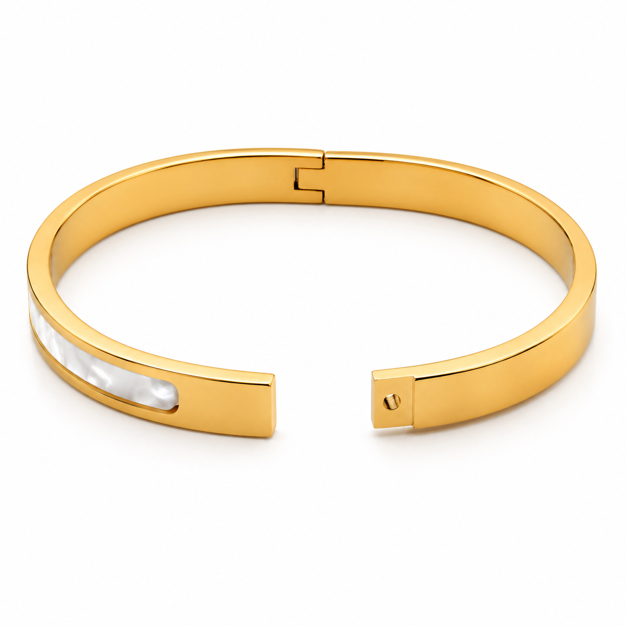 Pearl Inlay Bangle Bracelet