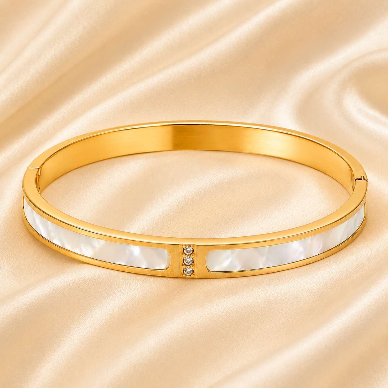 Pearl Inlay Bangle Bracelet