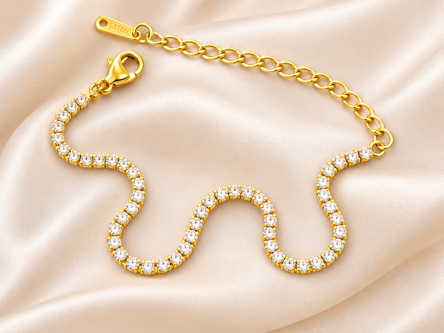 Golden Dainty Rhinestone Tennis Bracelet