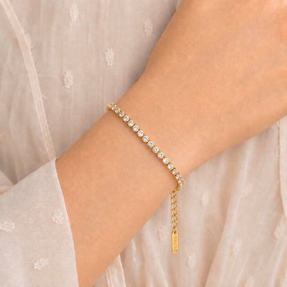 Golden Dainty Rhinestone Tennis Bracelet