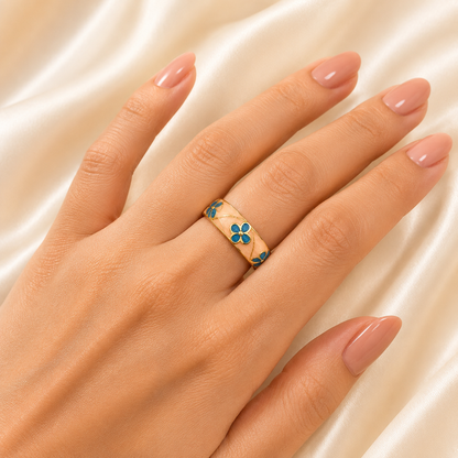 Coastal Bloom Floral Enamel Ring