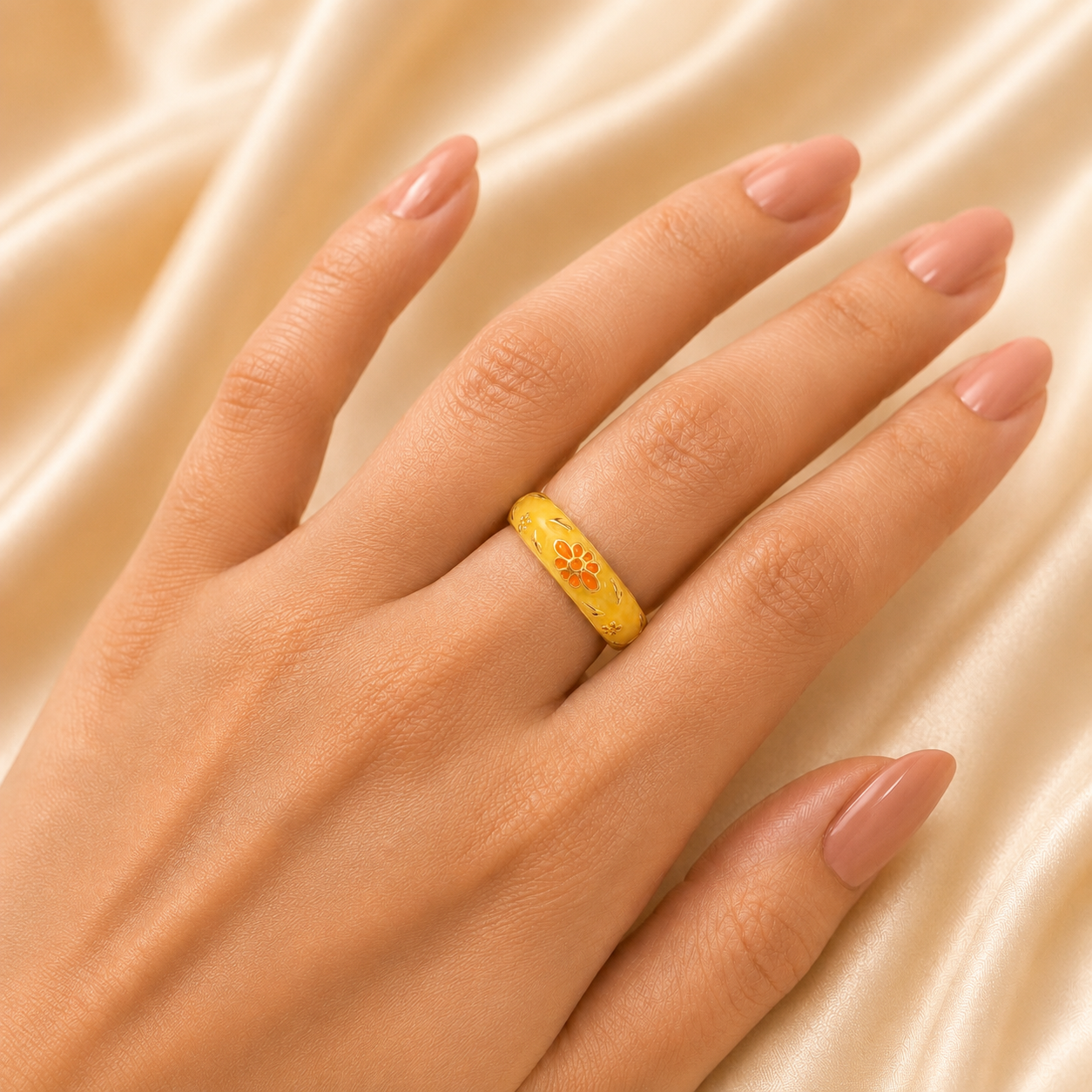 Marigold Bloom Enamel Ring