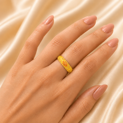 Marigold Bloom Enamel Ring