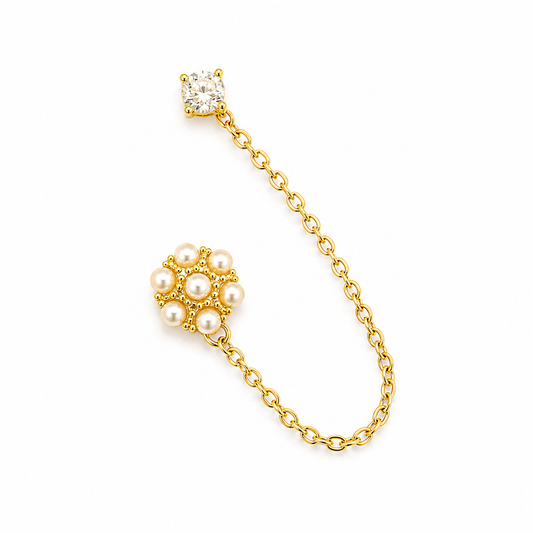 Pearl Bloom Chain Earrings