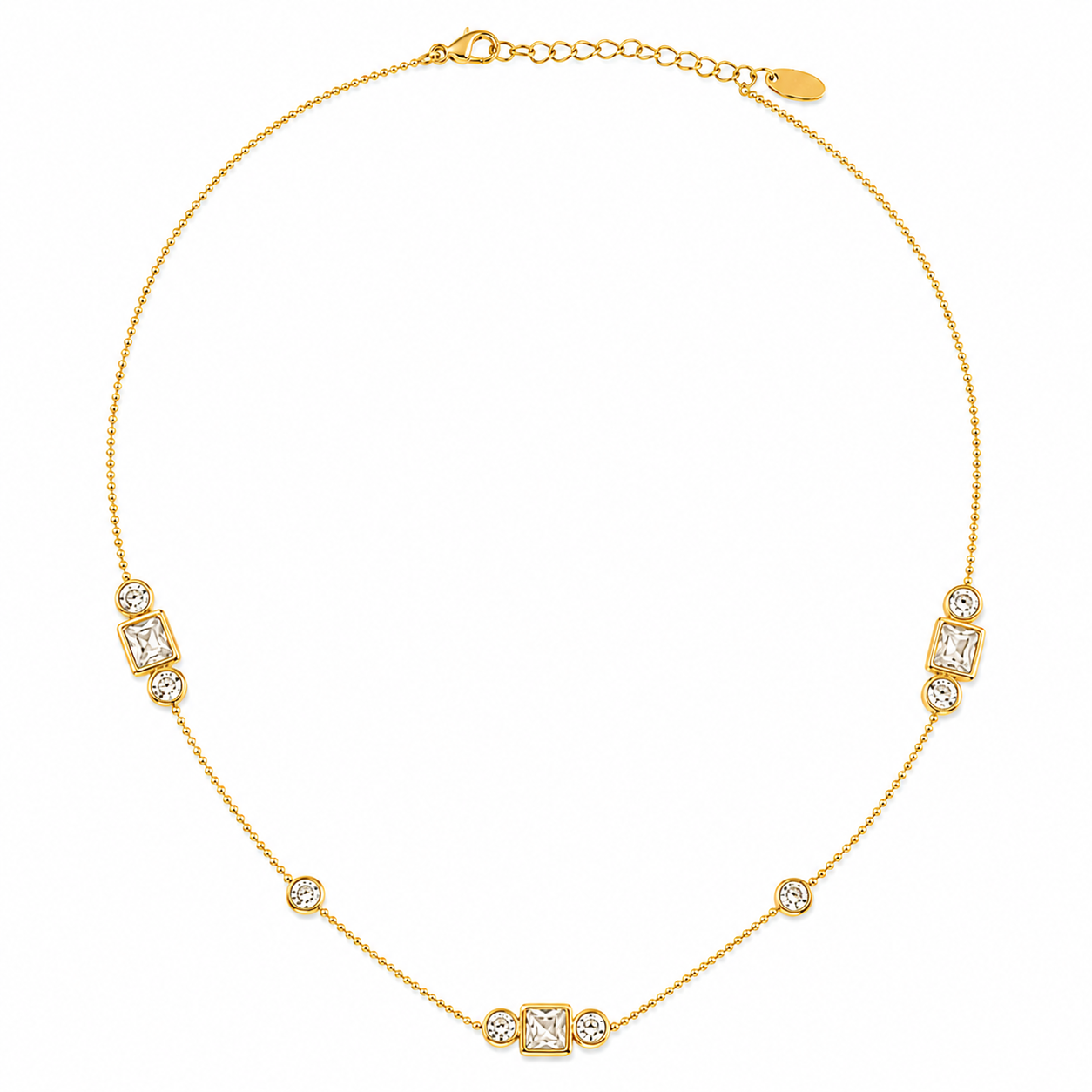 Symmetrical Love Necklace 18K gold plated geometric crystal necklace