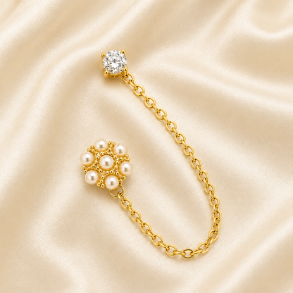 Pearl Bloom Chain Earrings