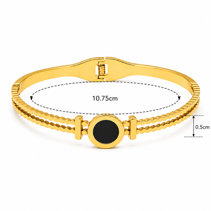 Black Onyx Gold Cuff Bangle Bracelet