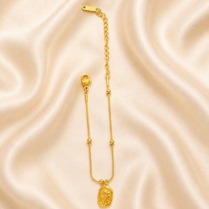 Golden Floral Bloom Charm Bracelet