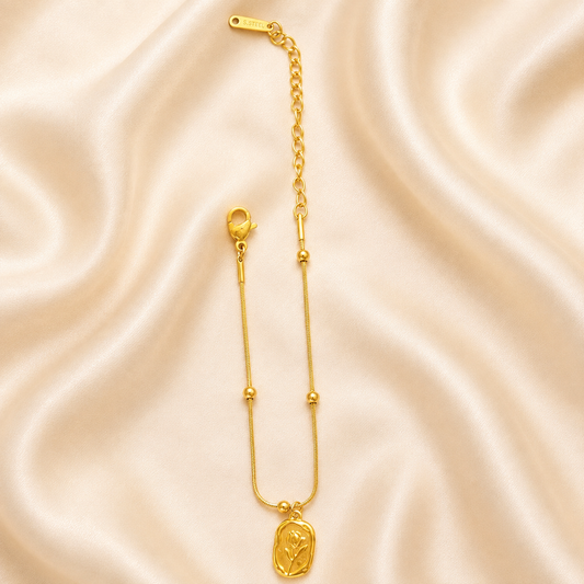 Golden Floral Bloom Charm Bracelet