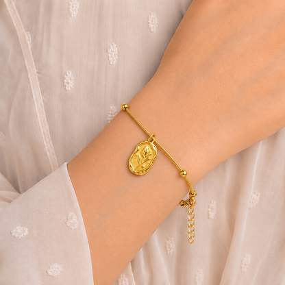 Golden Floral Bloom Charm Bracelet