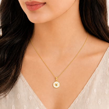 Gold Heart Medallion Necklace