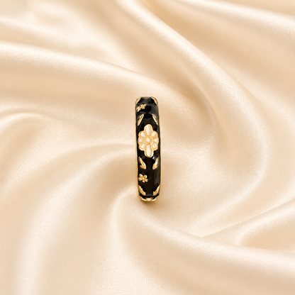 Midnight Blossom Enamel Ring