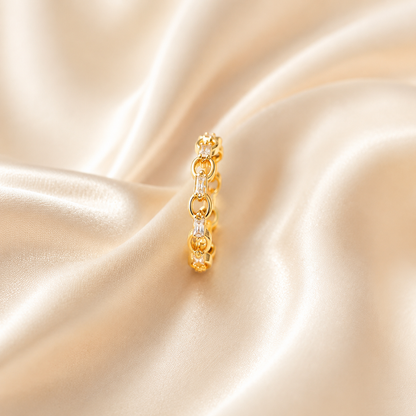 Golden Link Baguette Ring