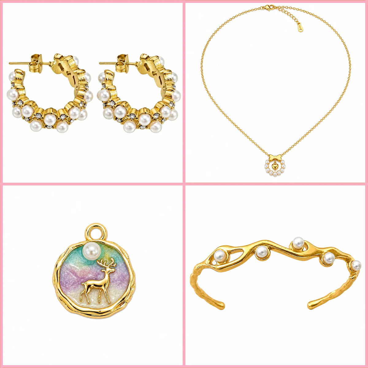 The Pearl Queen 4-piece gold and pearl jewellery gift set under Rs. 3,000