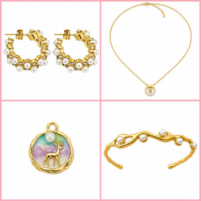 The Pearl Queen 4-piece gold and pearl jewellery gift set under Rs. 3,000