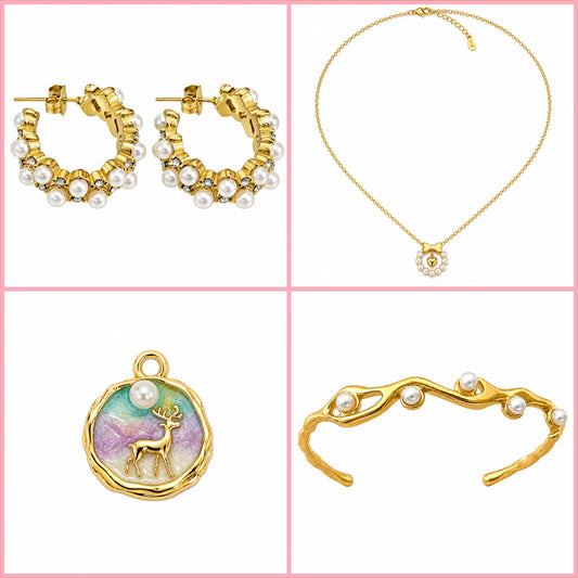 The Pearl Queen 4-piece gold and pearl jewellery gift set under Rs. 3,000