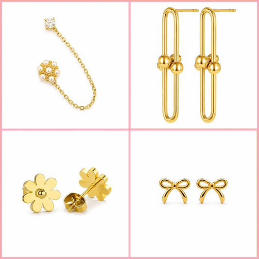 The Earring Stack Bundle 4-piece gold earrings gift set under Rs. 3,000
