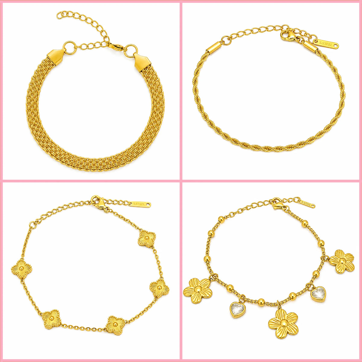 The Bracelet Stack Bundle 4-piece gold bracelet gift set for Rs. 2,739