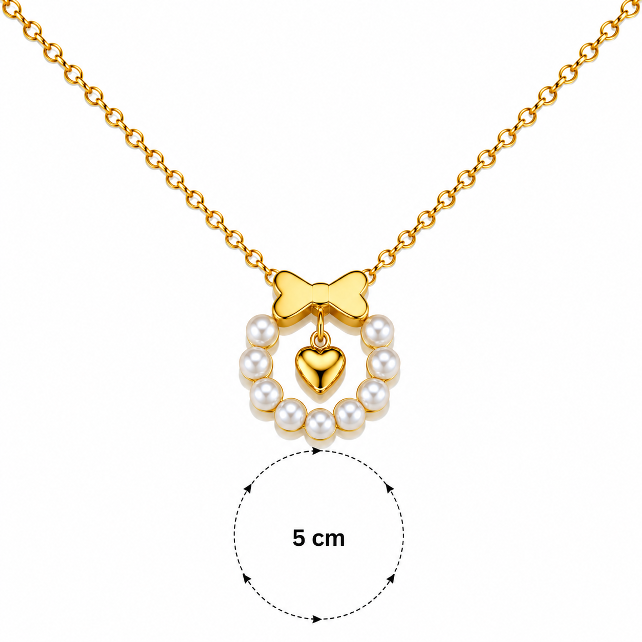 Pearl Bow Heart Necklace