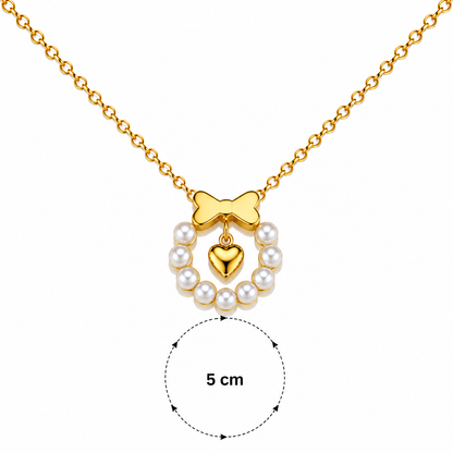 Pearl Bow Heart Necklace